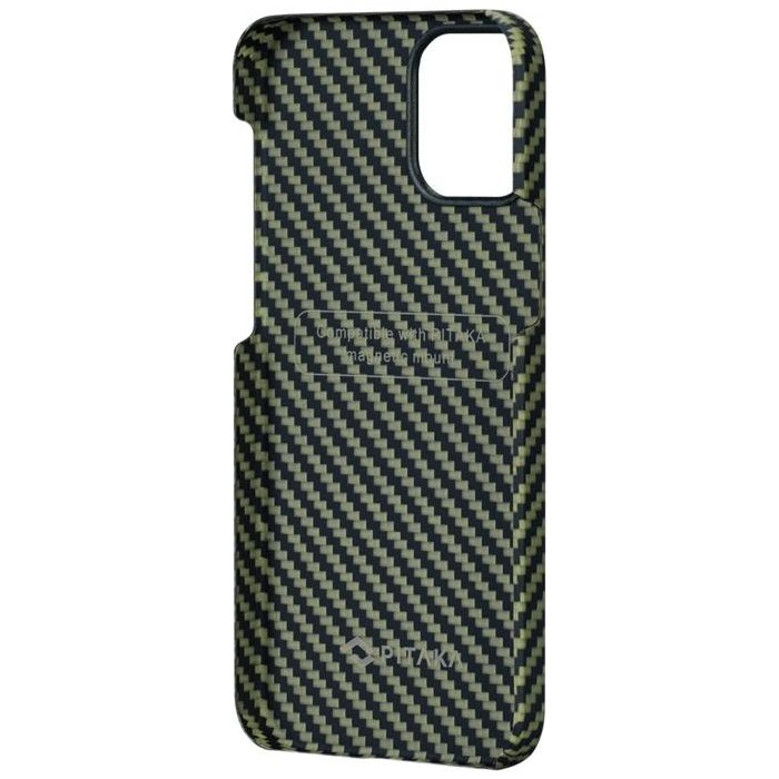 Чехол Pitaka MagEZ Case для iPhone 12 Pro, черно-зеленый, кевлар (арамид) 